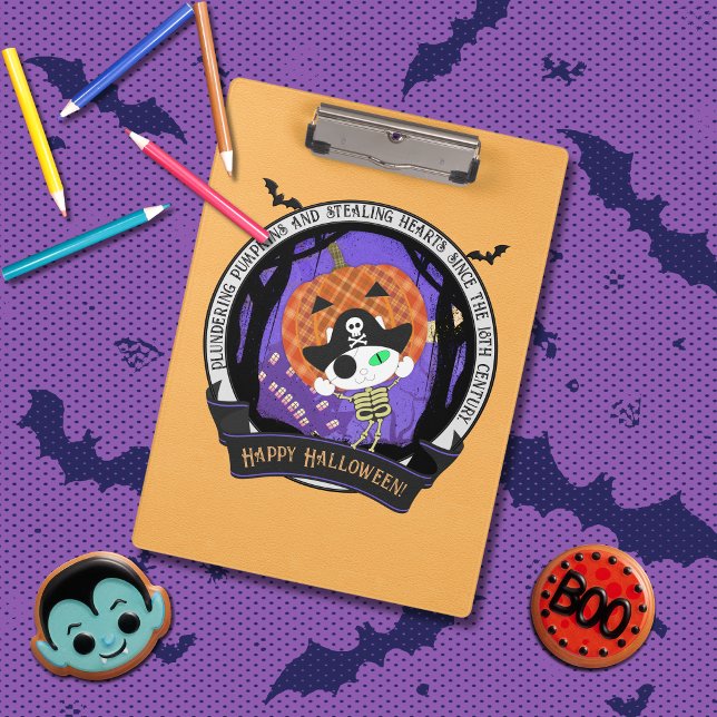 Porte-bloc Chat squelette pirate (Pirate skeleton cat clipboard)