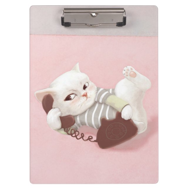 Porte-bloc Chat sur le téléphone (Devant)