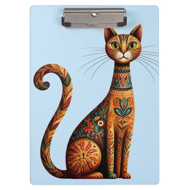 Porte-bloc Chat tribal boho mignon art folklorique avec des f (Devant)