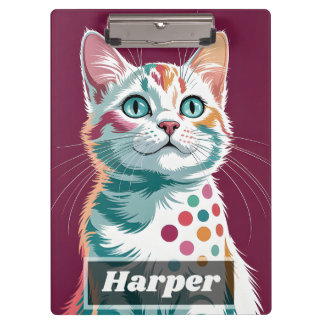 Porte-bloc Chaton Coloré Vibrant d'Art Pop avec Oeil Turquois