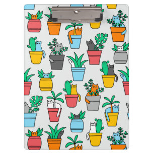 Porte-bloc Chats dans les pots à fleurs