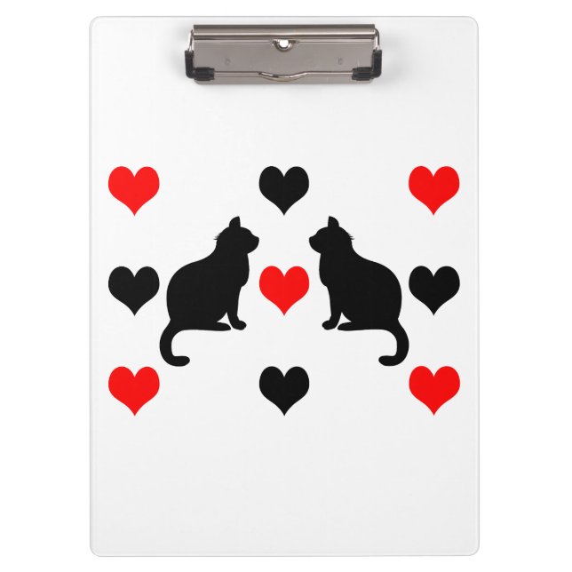 Porte-bloc Chats et motifs de coeur (Devant)
