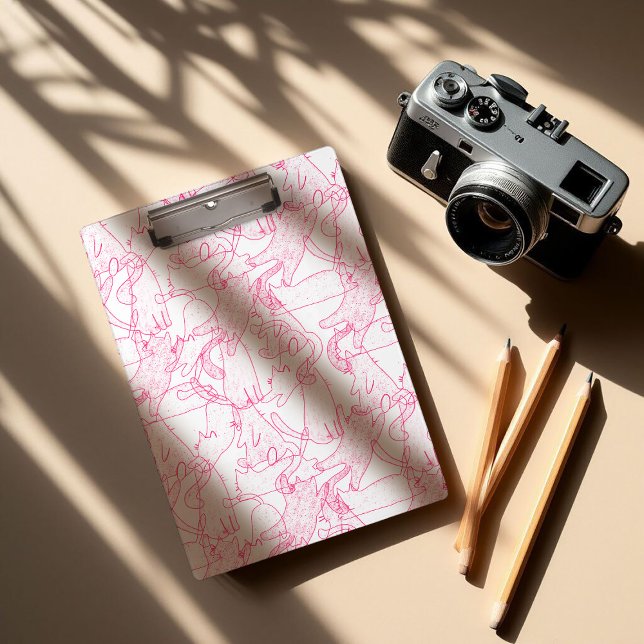 Porte-bloc Chats gribouillis rose vif – motif moderne et mign (Créateur téléchargé)