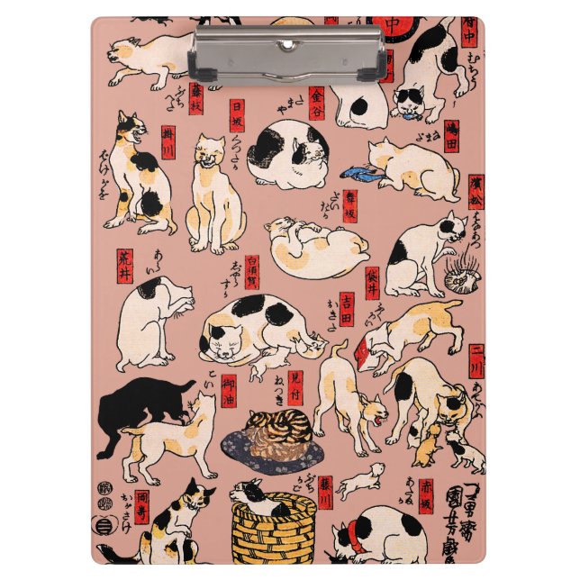 Porte-bloc chats japonais Ukiyo-e Funny kitty (Devant)