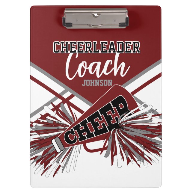 Porte-bloc Cheerleader Coach - Maroon Red, Gary & White (Devant)