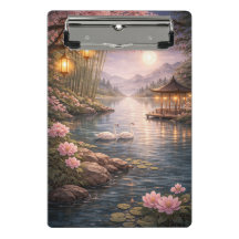 Cherry Blossom Swan Lake Mini Clipboard – 