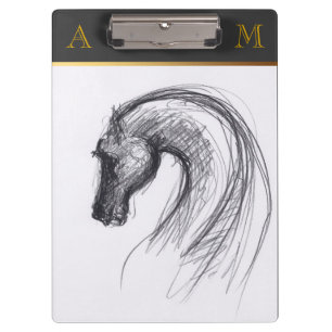 Porte-bloc Cheval Dessin Original Monogramme Porte - bloc