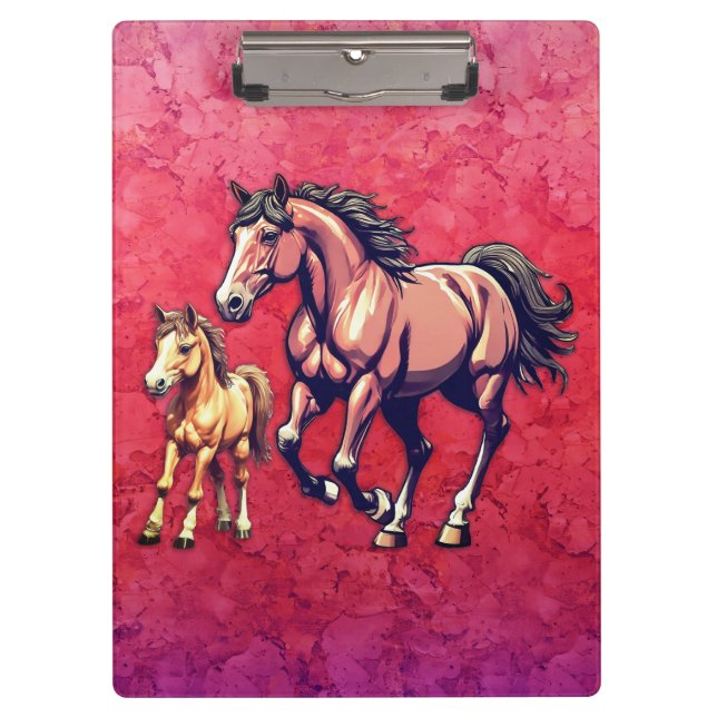 Porte-bloc Cheval et poulain sur Arrière - plan texturé (Devant)