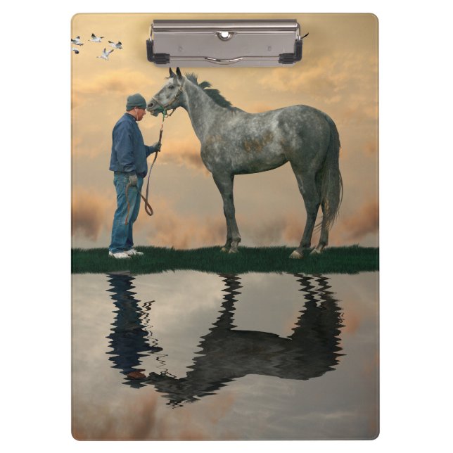 Porte-bloc Cheval Gris Et Porte - bloc Groom OTTB (Devant)