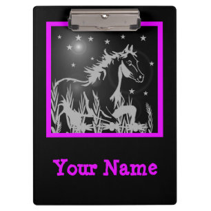 Porte-bloc cheval sauvage rose graphique, personnalisée