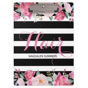 Porte-bloc Cheveux - Motif à rayures noires et blanches, Bouq