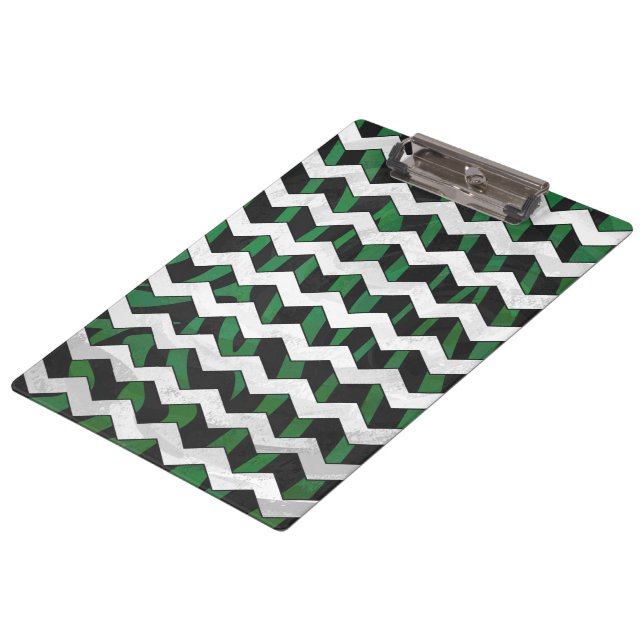 Porte-bloc Chevron Zebra noir et vert (Incliné)