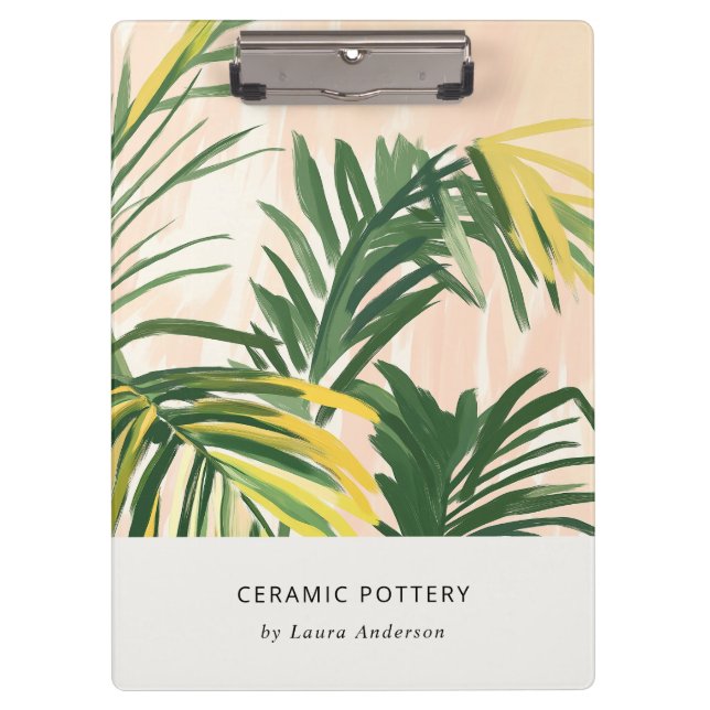 Porte-bloc Chic Boho Blush Green Tropical Palm Plage Feuille (Devant)