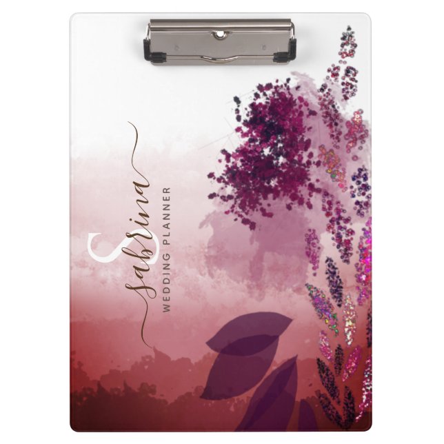 Porte-bloc Chic Burgundy Aquarelle Florale Signature (Devant)