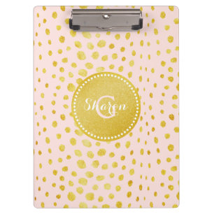 Porte-bloc Chic faux or scintillant guépard imprimé monogramm