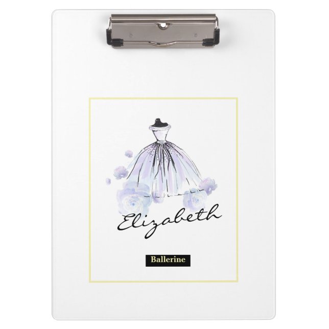 Porte-bloc Chic Fille Moderne Robe Bleue Fleurs (Devant)