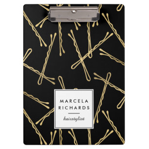 Porte-bloc Chic Gold Bobby Pins Coiffeur Styliste Salon Noir