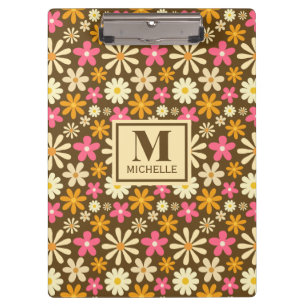 Porte-bloc Chic Retro les années 70 Super Hippie Flower Monog