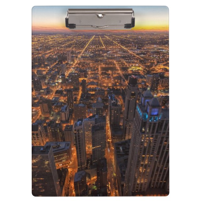 Porte-bloc Chicago du centre au coucher du soleil (Devant)