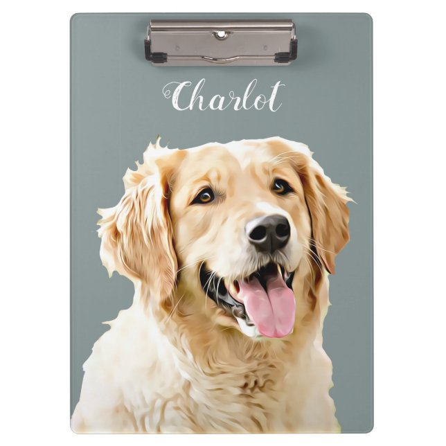 Porte-bloc Chien d'or retriever personnalisé Chien dessiné pe (Devant)