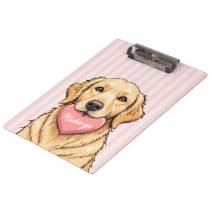 Porte-bloc Chien mignon personnalisé avec cœur rose