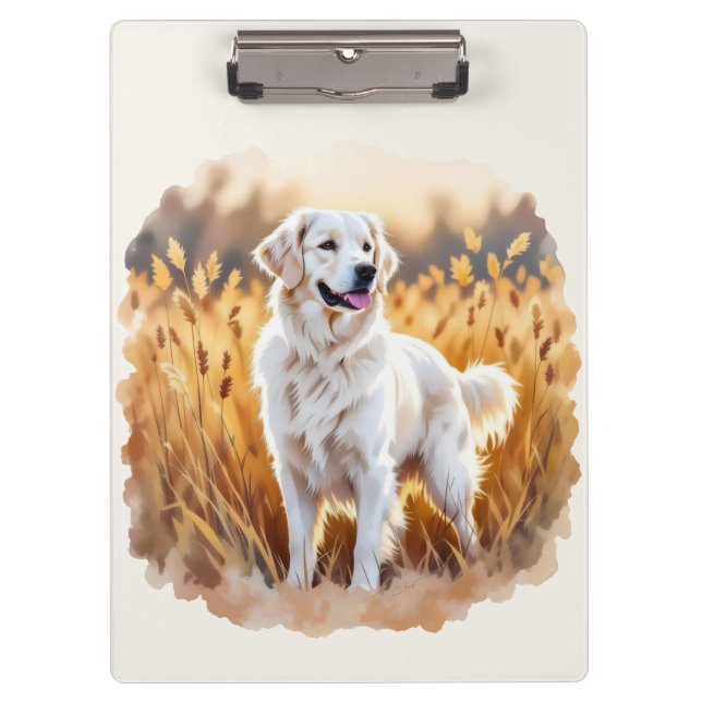 Porte-bloc Chien Retriever Golden Blanc (Devant)