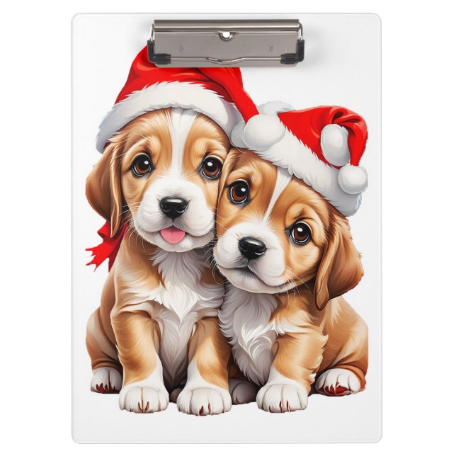 Porte-bloc Chiens chiots de Noël (Devant)