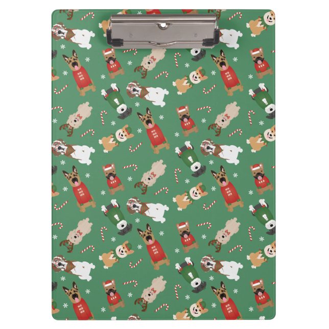Porte-bloc Chiens de Noël Motif Rouge Vert (Devant)