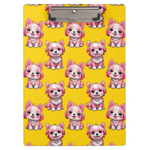 Porte-bloc Chiens roses mignons - Jaune 