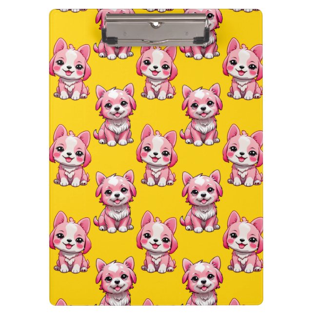 Porte-bloc Chiens roses mignons - Jaune  (Devant)