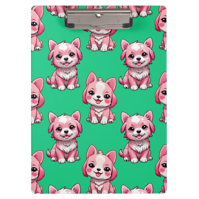 Porte-bloc Chiens roses mignons - Vert  (Devant)
