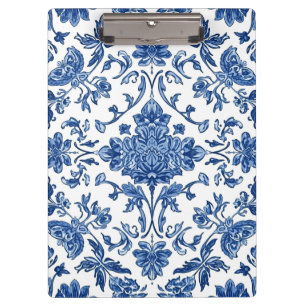 Porte-bloc Chinoiserie florale bleue aquarelle blanche