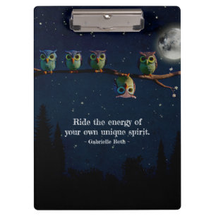 Porte-bloc Chouette qui est différent avec un collage de devi