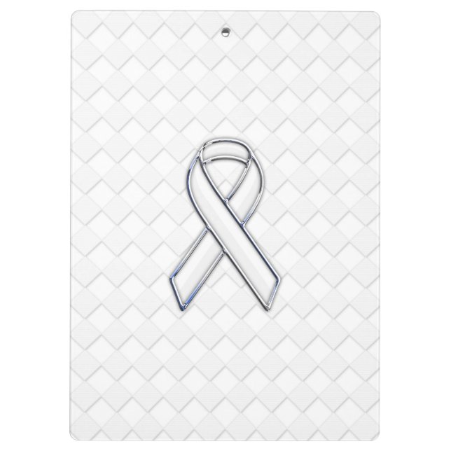Porte-bloc Chrome White Ribbon Sensibilisation sur les Checke (Dos)