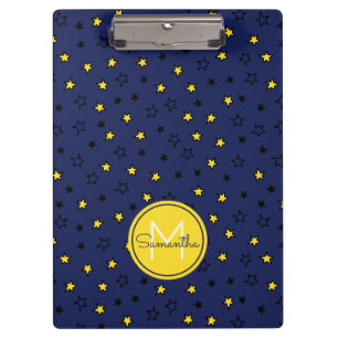 Porte-bloc Ciel nocturne jolies étoiles sur motif monogramme