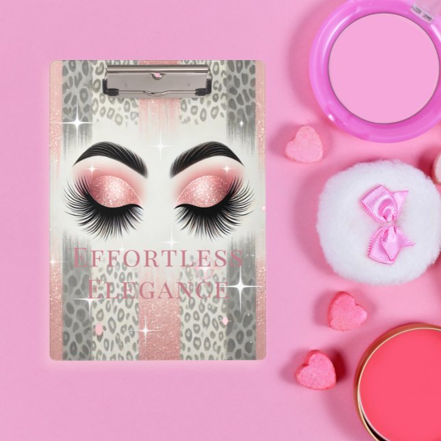 Porte-bloc Cils à paillettes roses Blush Glam  (Glam pink glitter lashes clipboard — chic gift for bachelorette, bridal party, or birthday.

)