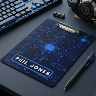 Porte-bloc Circuit imprimé bleu personnalisé pour les geeks d