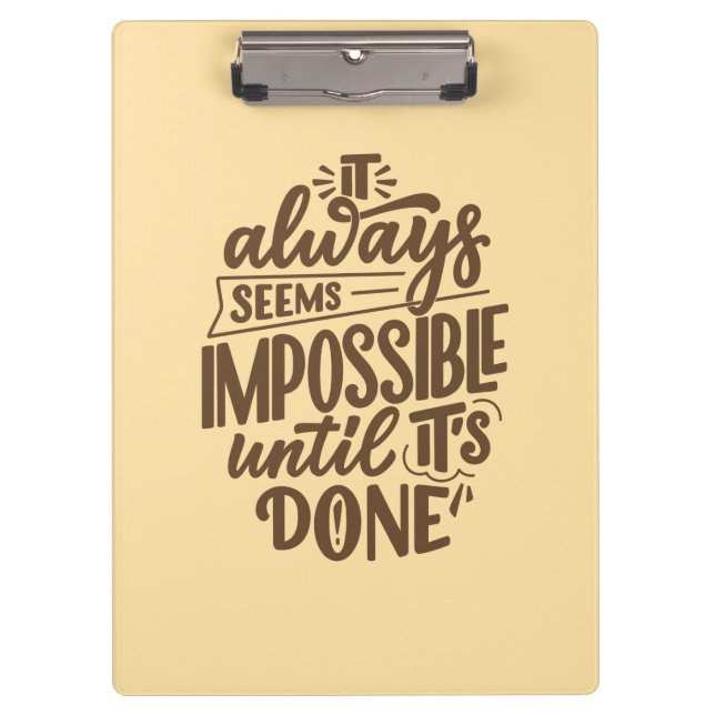 Porte-bloc Citation Inspirationnelle - Impossible jusqu'à ce  (Devant)