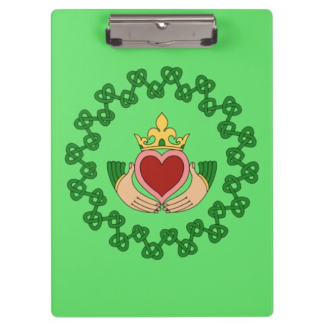 Porte-bloc Claddagh et Green Knotwork (Devant)