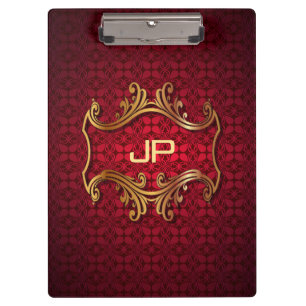 Porte-bloc Classic Elegant Noir Rouge Damask Modèle Monogramm