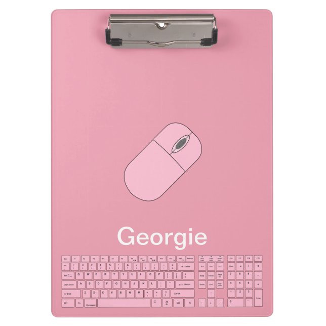 Porte-bloc Clavier rose, souris et crayon (Devant)