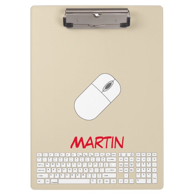 Porte-bloc Clavier, souris et crayon blanc (Devant)