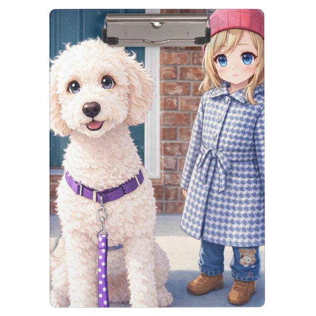 Porte-bloc Clipboard Little Girl & Dog Cute  (Devant)