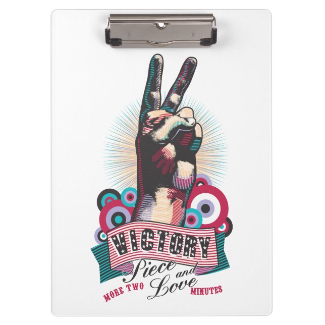 Porte-bloc Clipboard – Victory Peace & Love Pop-Art Design (Devant)