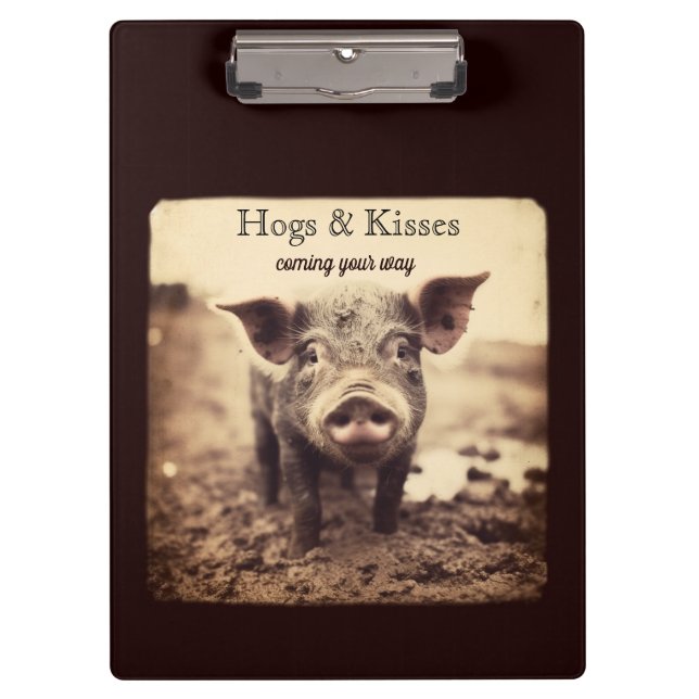 Porte-bloc Cochon dans la boue, porcs et baisers (Devant)
