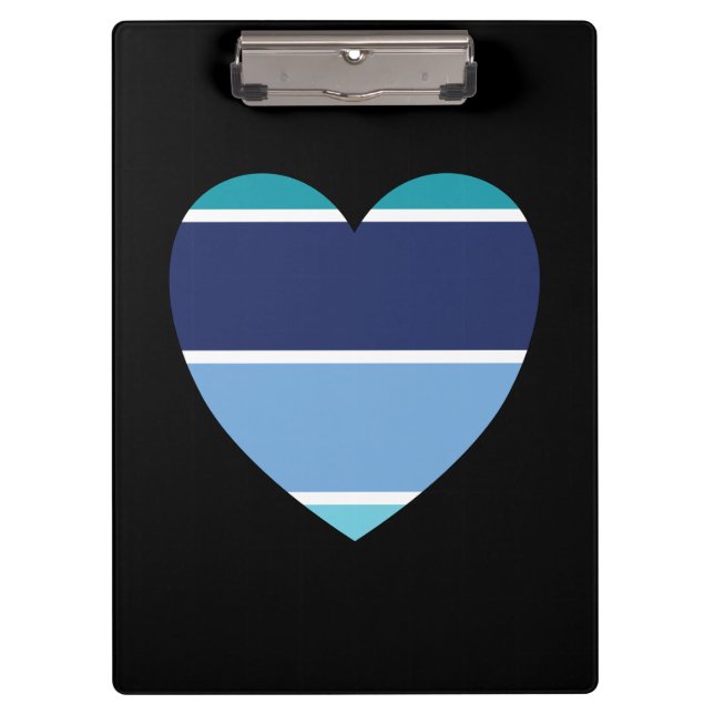 Porte-bloc Coeur rayé bleu (Devant)