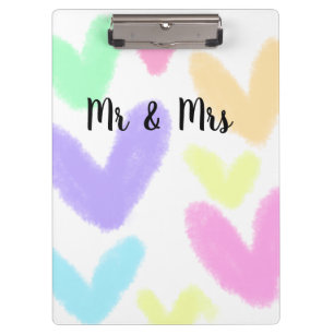 Porte-bloc Cœur simple style de texte minimal mariage M & Mme