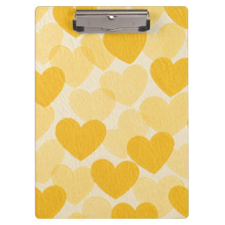 Porte-bloc Cœurs aquarelle jaune doré sur fond texturé crème