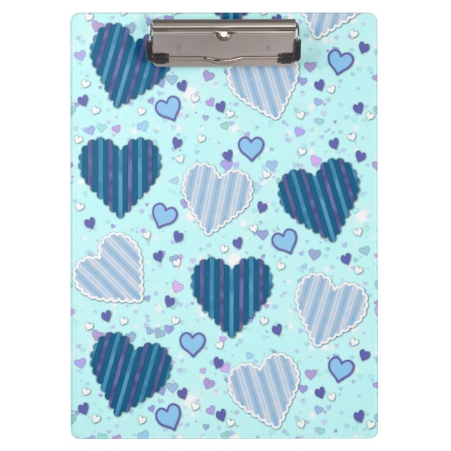 Porte-bloc Coeurs bleu et violet (Devant)