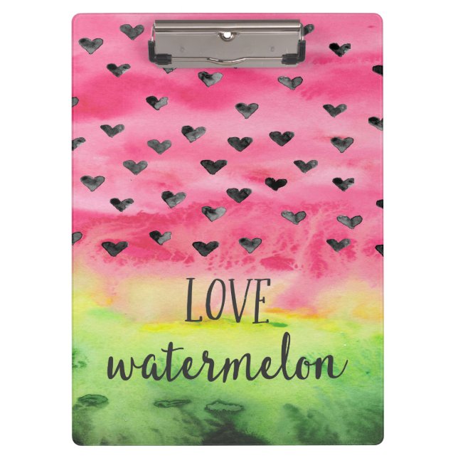 Porte-bloc Coeurs de pastèque d'amour d'aquarelle (Devant)